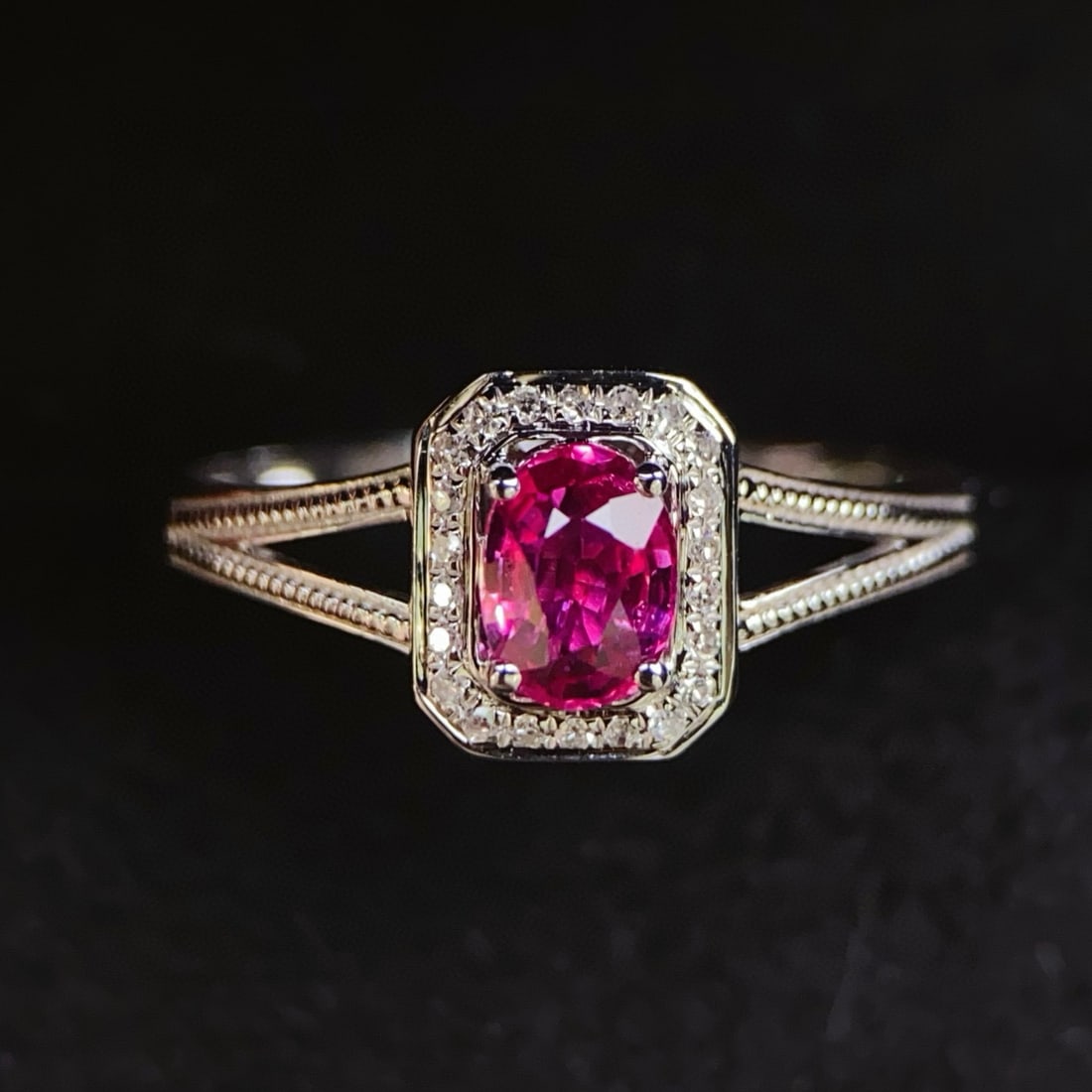 14k Gold 0.6 Ct Natural Ruby & Diamond Ring (1 of 7)