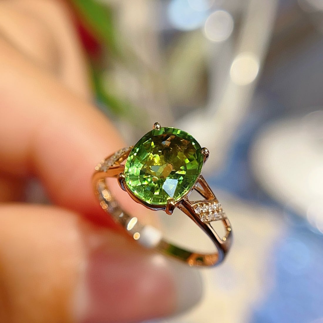 14k Gold 2.20 Ct Natural Tourmaline & Diamond Ring - 3