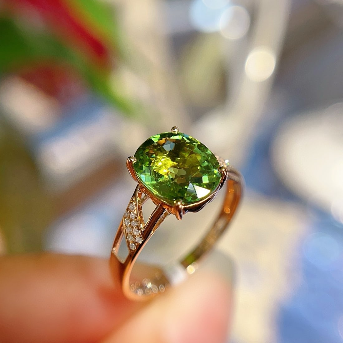 14k Gold 2.20 Ct Natural Tourmaline & Diamond Ring - 4