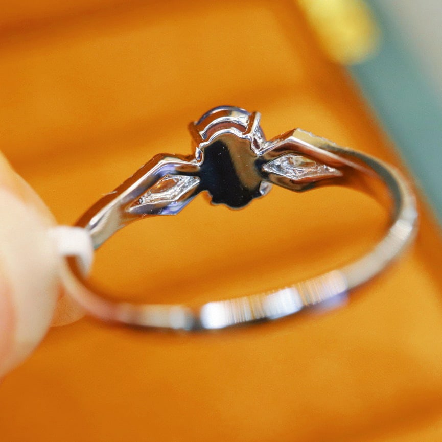 14k Gold 0.97 Ctw Natural Sapphire & Diamond Ring - 4