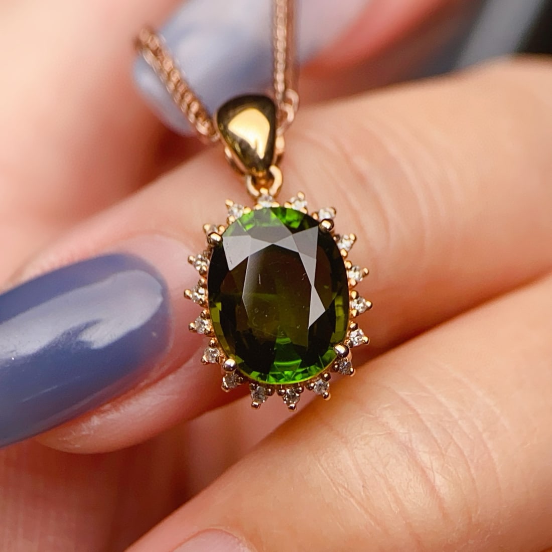 14k Gold 2.29 Ctw Natural Tourmaline & Diamond Pendant( Without Chain ) - 3