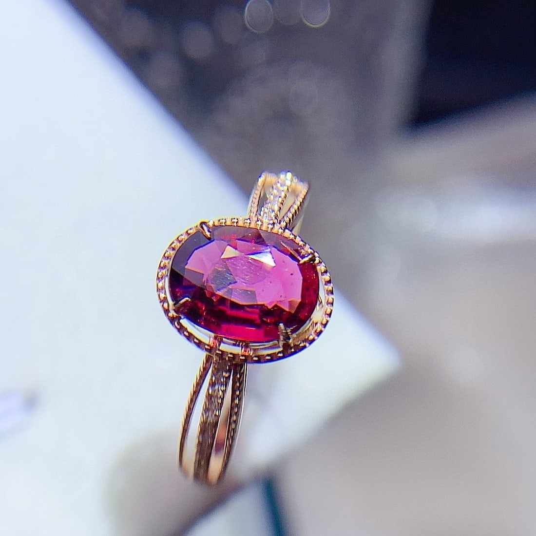 14k Gold 1.30 Ct Natural Tourmaline & Diamond Ring - 6