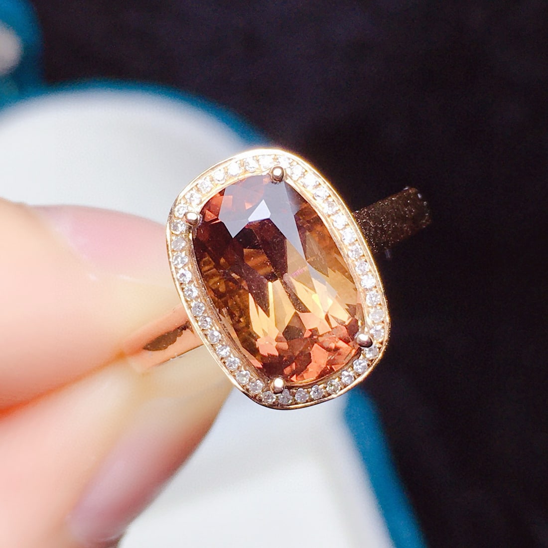 14k Gold 2.5 Ct Natural Tourmaline & Diamond Ring - 2