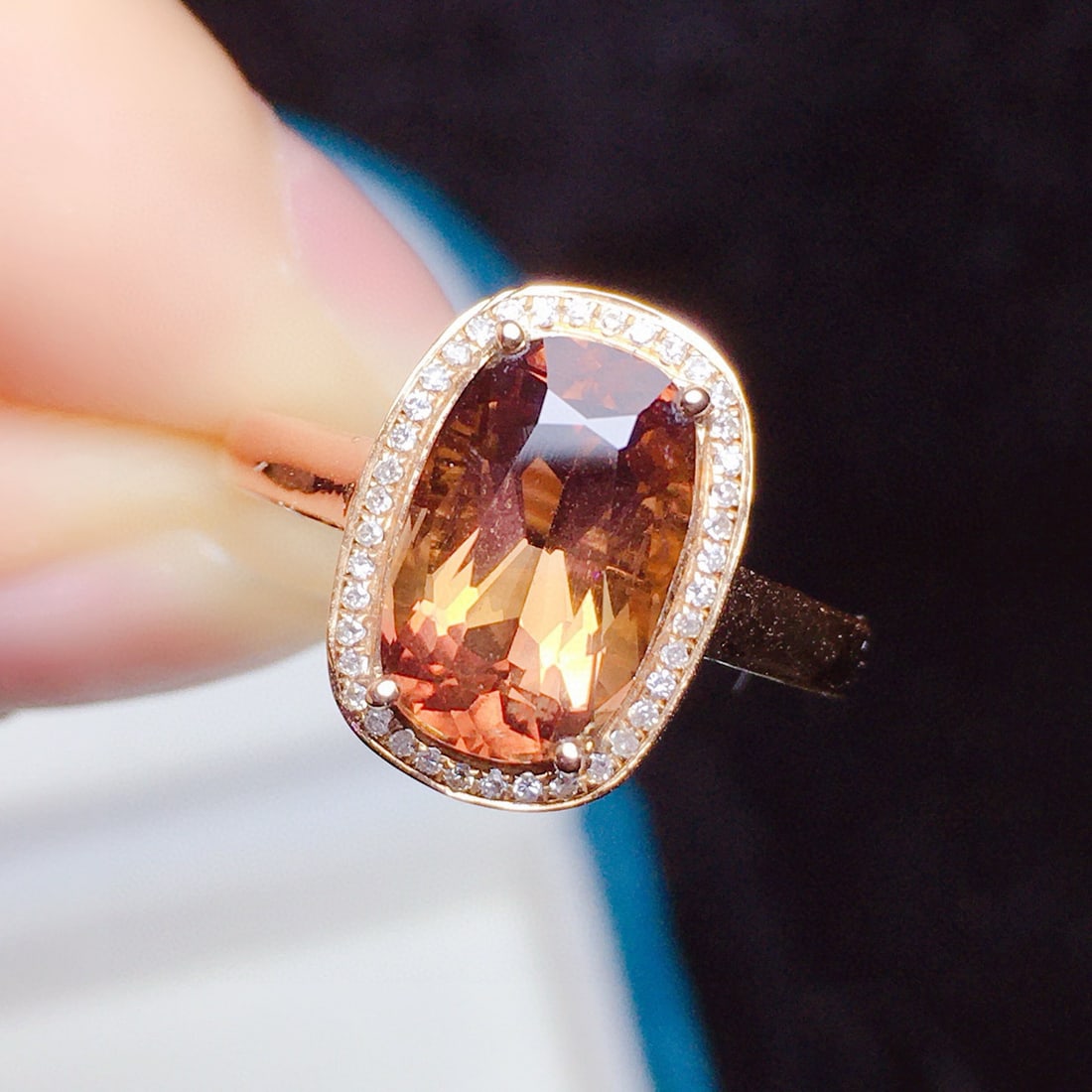 14k Gold 2.5 Ct Natural Tourmaline & Diamond Ring - 3