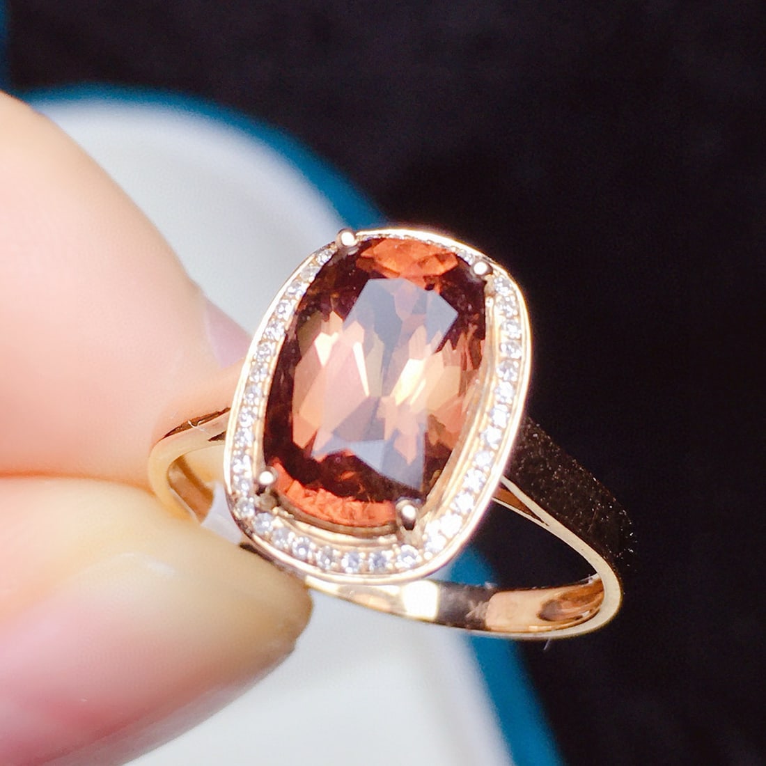 14k Gold 2.5 Ct Natural Tourmaline & Diamond Ring - 5