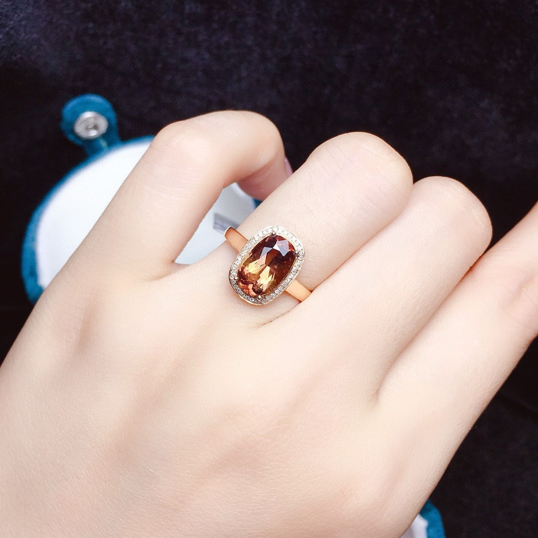 14k Gold 2.5 Ct Natural Tourmaline & Diamond Ring - 6