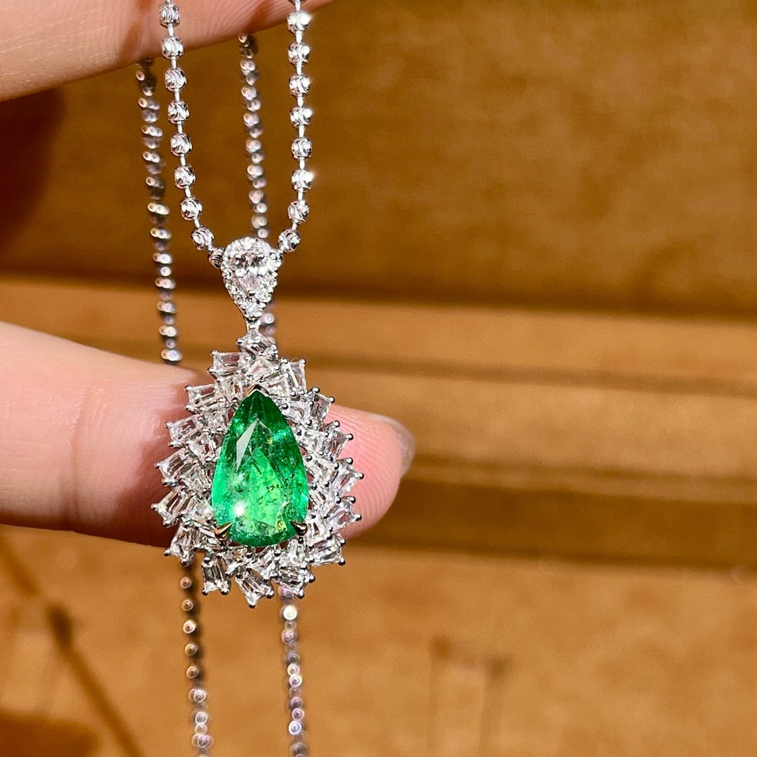 14k Gold 3.09 Ctw Natural Emerald & Sapphire Pendant( Without Chain ) - 3