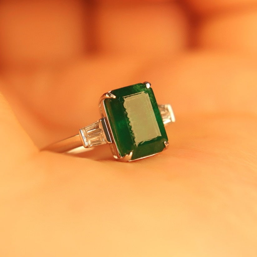 14k Gold 3.42 Ctw Natural Emerald & Diamond Ring - 2
