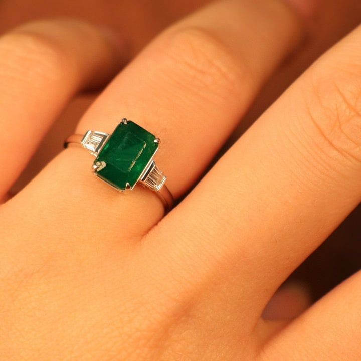 14k Gold 3.42 Ctw Natural Emerald & Diamond Ring - 5