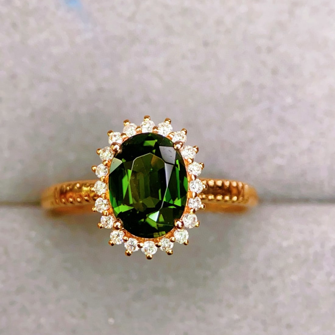 14k Gold 1.75 Ctw Natural Tourmaline & Diamond Ring (1 of 7)