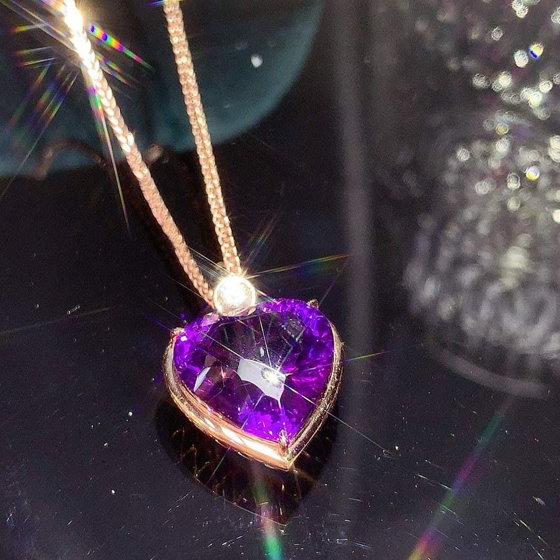 14k Gold 8.80 Ct Natural Amethyst & Sapphire Pendant( Without Chain ): Ref:230947257 // gold content:14k gold // main gemstone:amethyst // shape:heart // carat weight:8. 80ct // color:purple // treatment:natural // // adjacent gemstone 2 : sapphire // number of