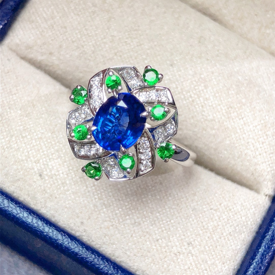 14k Gold 1.57 Ctw Natural Sapphire & Diamond Ring - 3