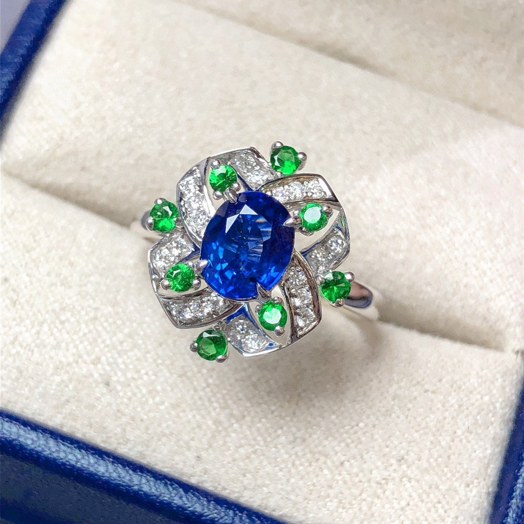 14k Gold 1.57 Ctw Natural Sapphire & Diamond Ring - 4