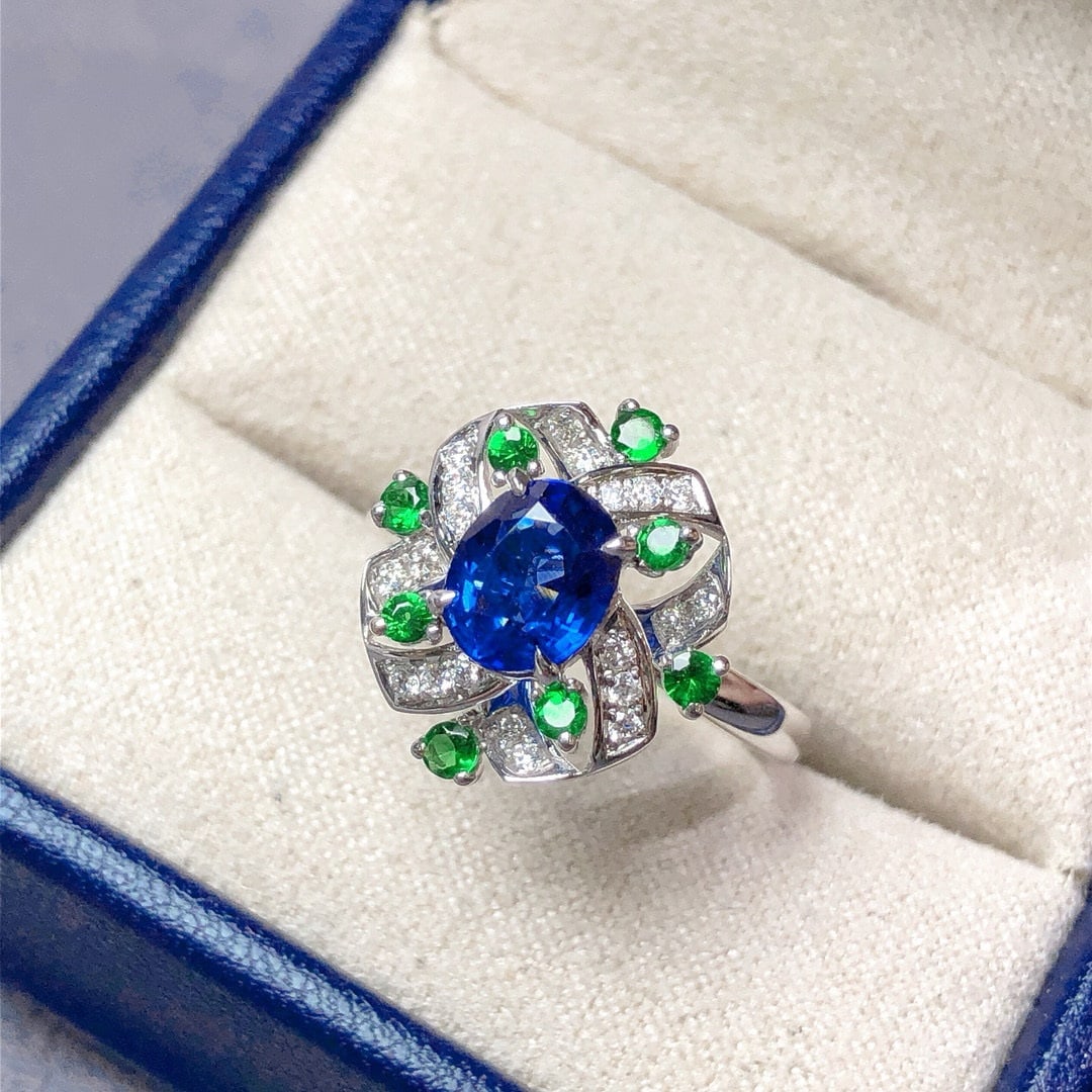 14k Gold 1.57 Ctw Natural Sapphire & Diamond Ring - 6