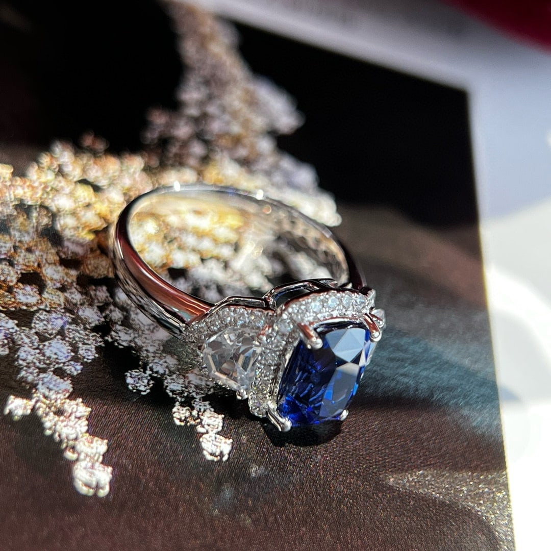 14k Gold 2.97 Ctw Natural Sapphire & Diamond Ring - 2