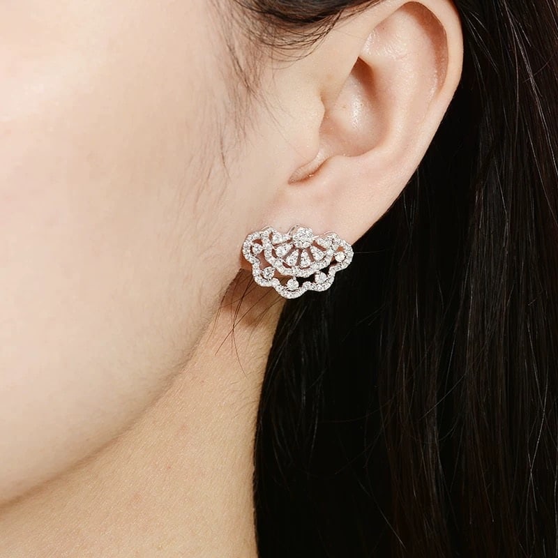 14k Gold 1.06 Ct Natural H Diamond Earrings - 5