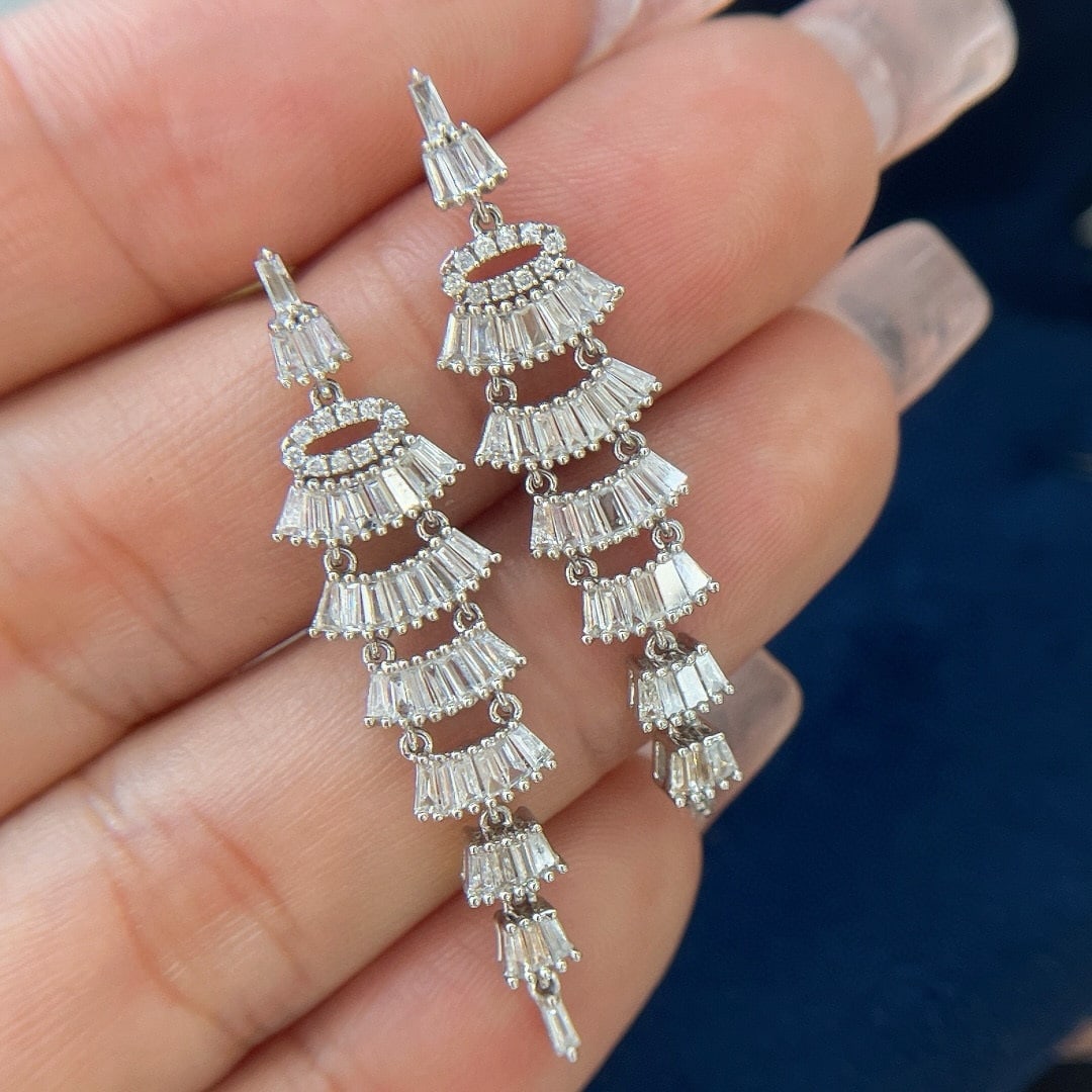 14k Gold 1.05 Ct Natural H Diamond Earrings - 4