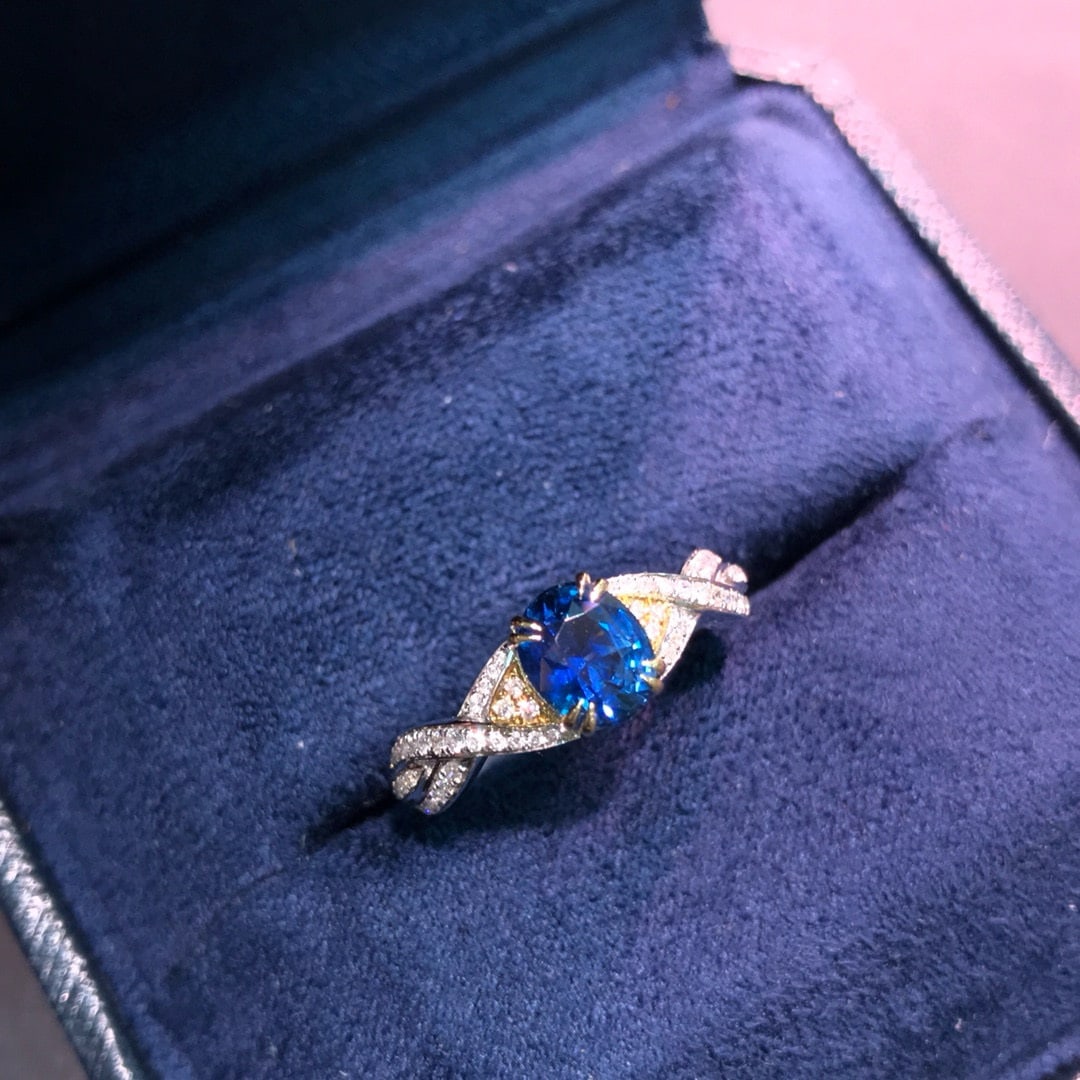 14k Gold 1.72 Ctw Natural Sapphire & Diamond Ring (1 of 8)