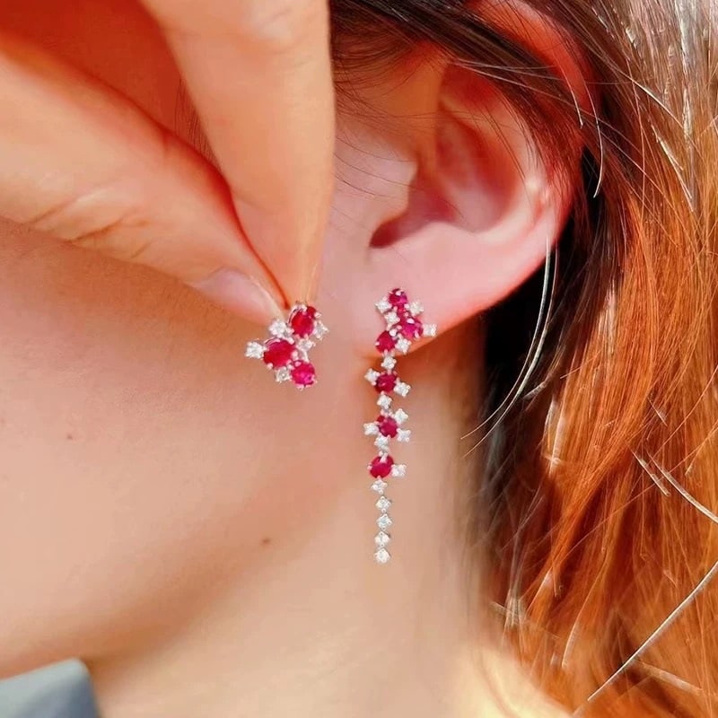 14k Gold 3.11 Ctw Natural Ruby & Diamond Earrings (1 of 3)