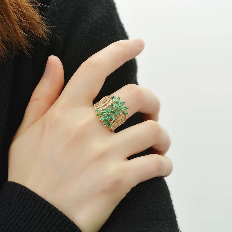 14k Gold 2.15 Ctw Natural Emerald & Diamond Ring - 2