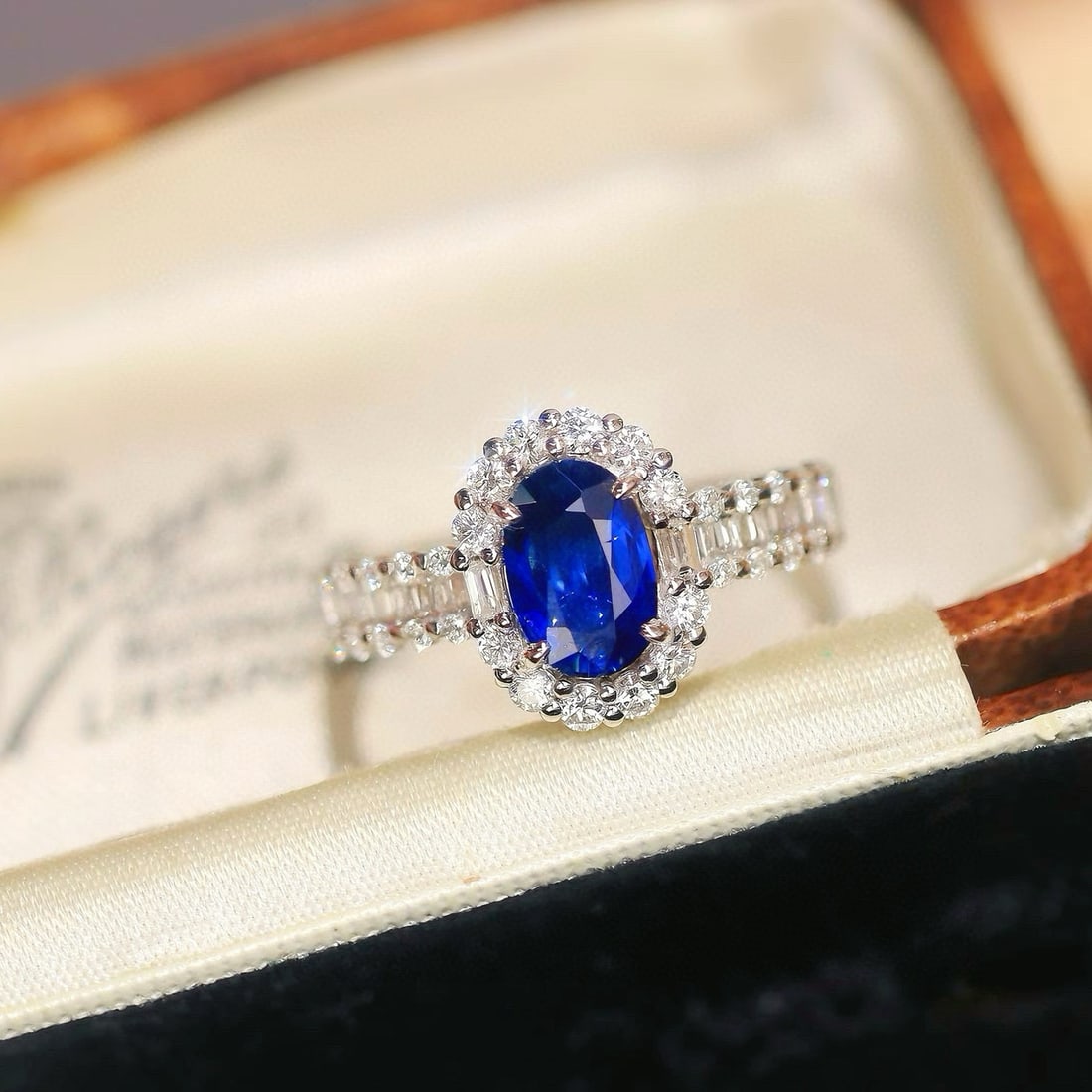 14k Gold 1.70 Ctw Natural Sapphire & Diamond Ring: Ref:230948053 // gold content:14k gold // ring size:7. 25us // // main gemstone:sapphire // shape:oval // carat weight:1. 08ct // color:royal blue // treatment:natural // // adjacent gemstone 2 : diam