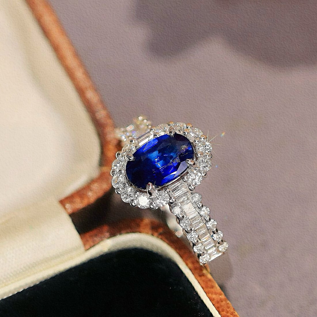 14k Gold 1.70 Ctw Natural Sapphire & Diamond Ring - 4