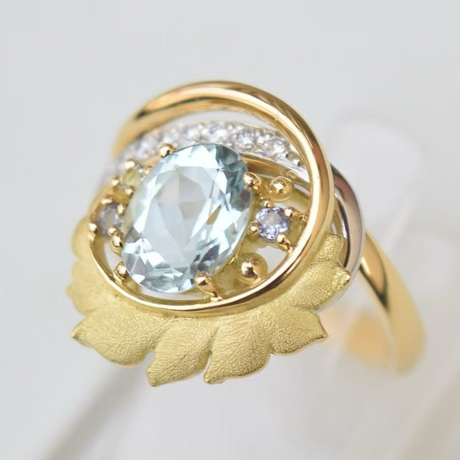 14k Gold 1.82 Ctw Natural Aquamarine & Diamond Ring - 3
