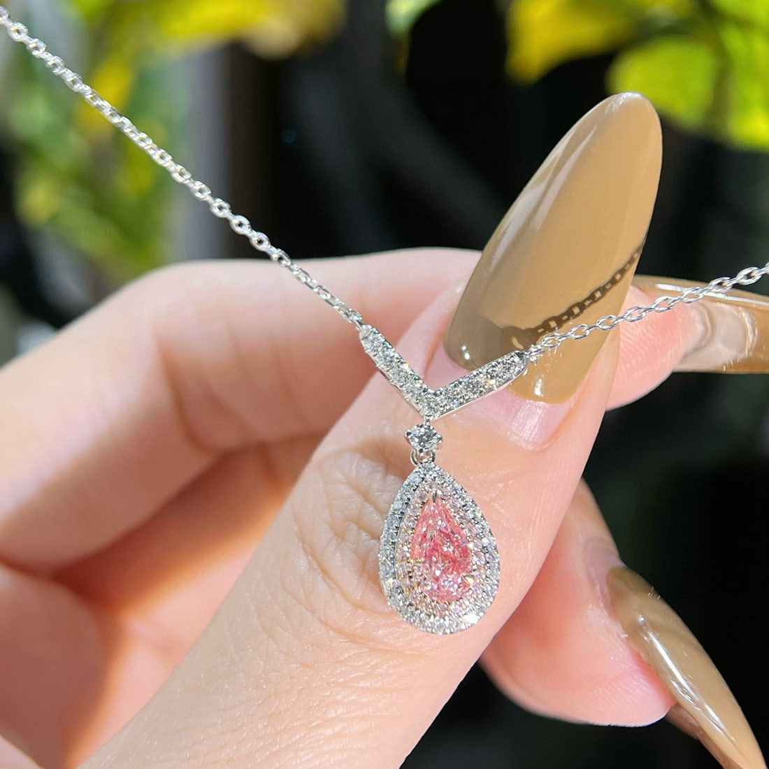 14k Gold 0.84 Ctw Natural Pink Diamond & Diamond Necklace (1 of 6)