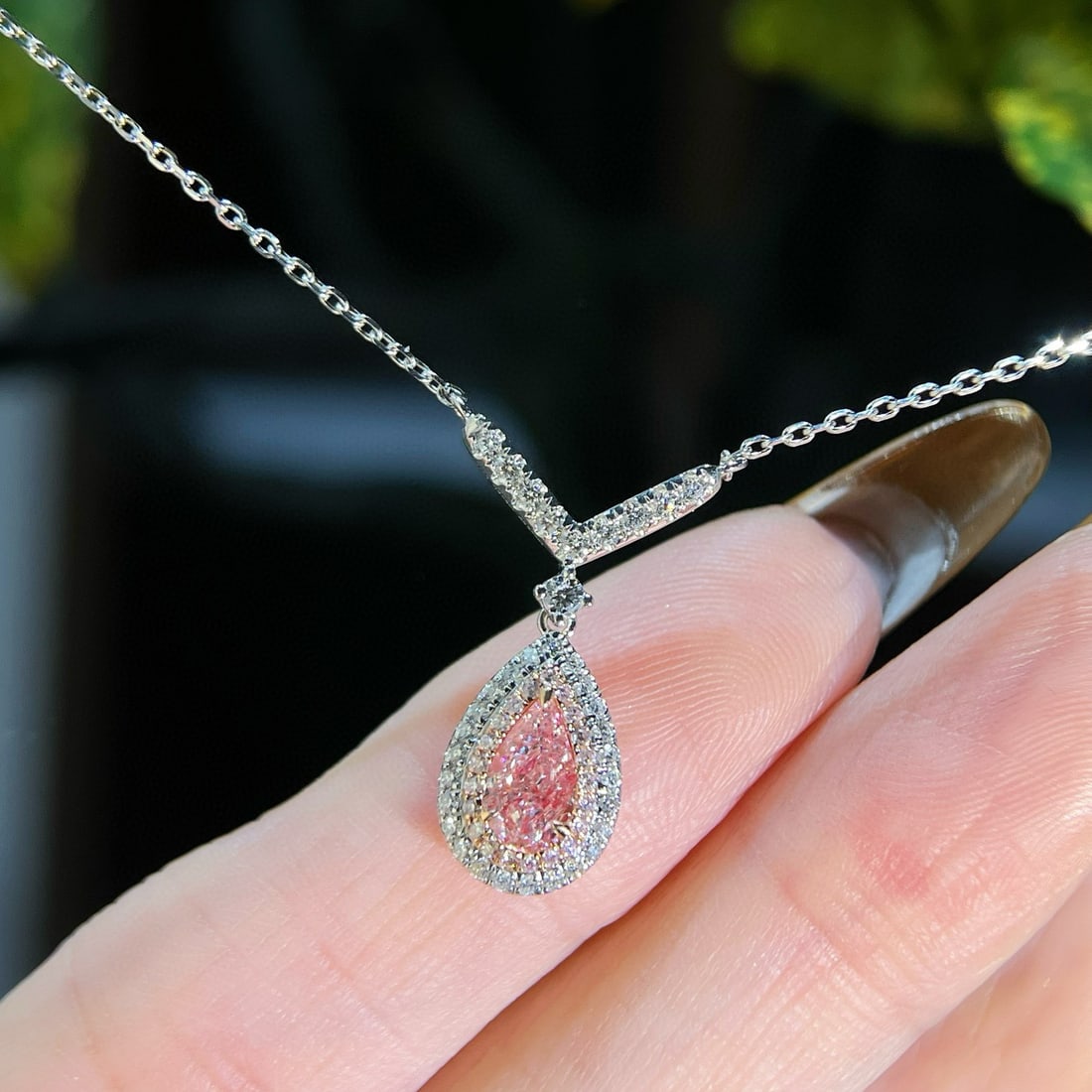 14k Gold 0.84 Ctw Natural Pink Diamond & Diamond Necklace - 3