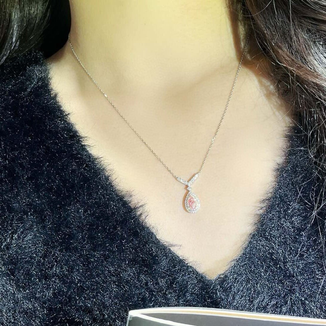 14k Gold 0.84 Ctw Natural Pink Diamond & Diamond Necklace - 5