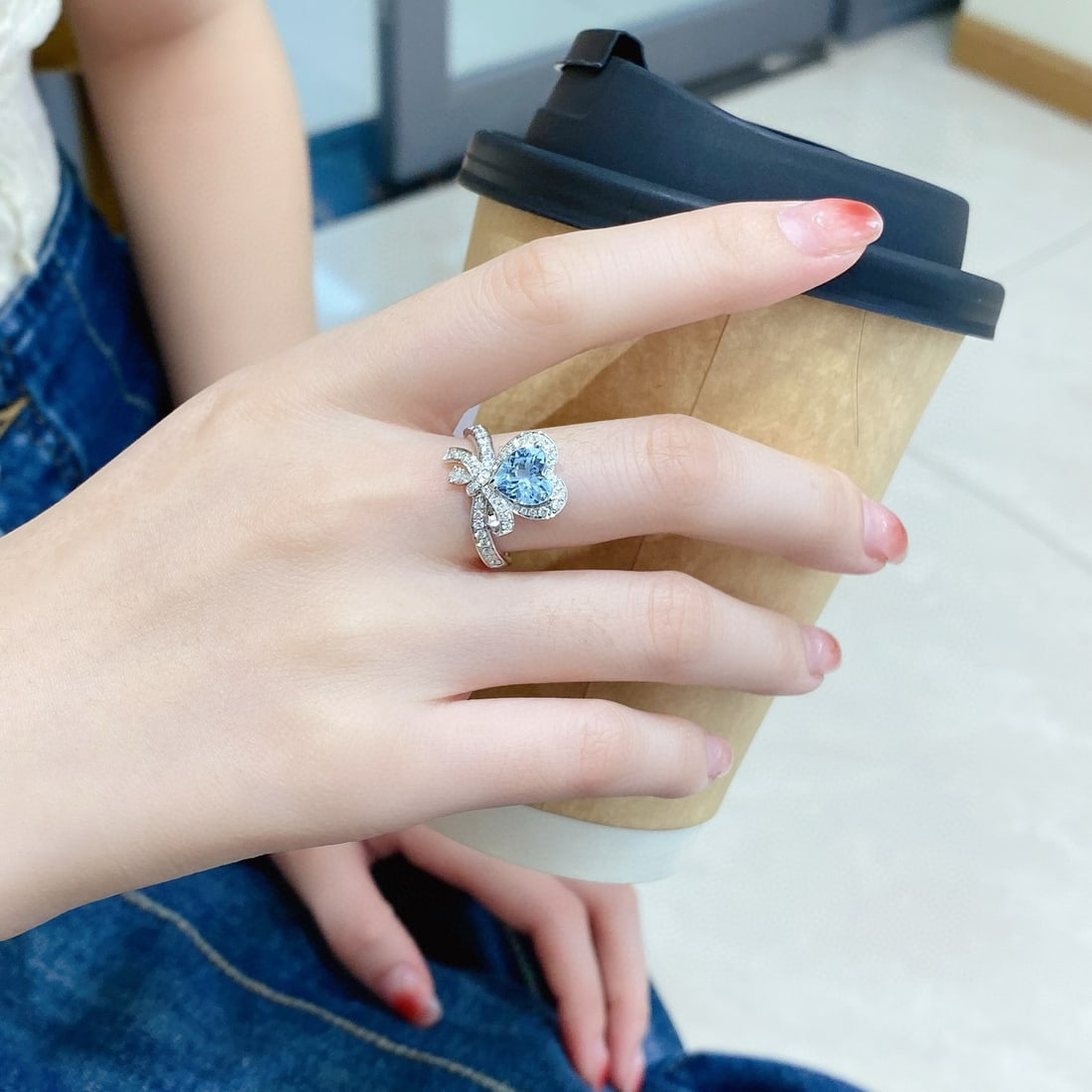 14k Gold 1.61 Ctw Natural Aquamarine & Diamond Ring - 5