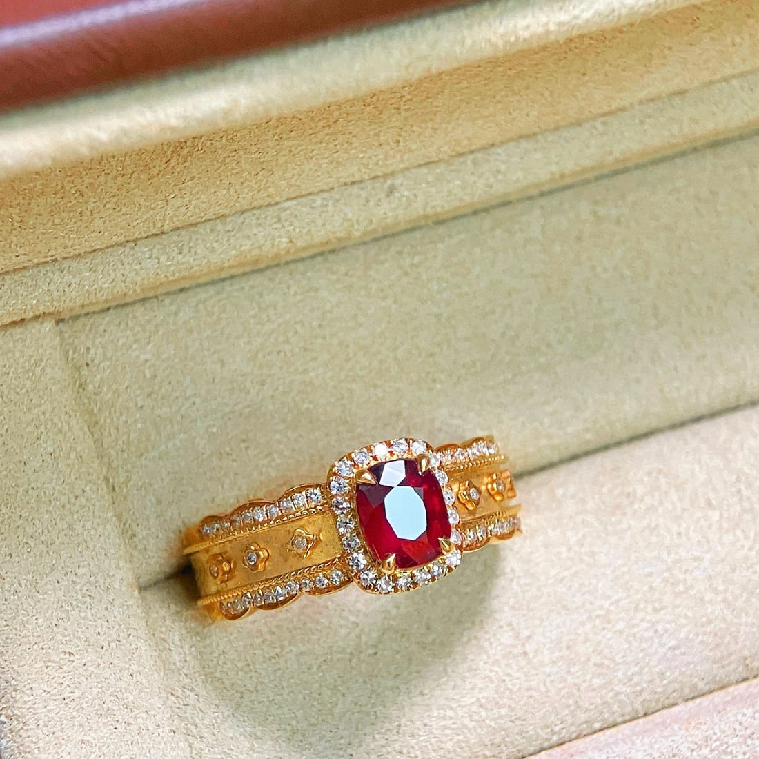 14k Gold 1.31 Ctw Natural Ruby & Diamond Ring - 3