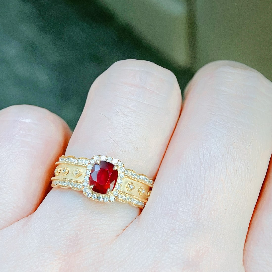 14k Gold 1.31 Ctw Natural Ruby & Diamond Ring - 5