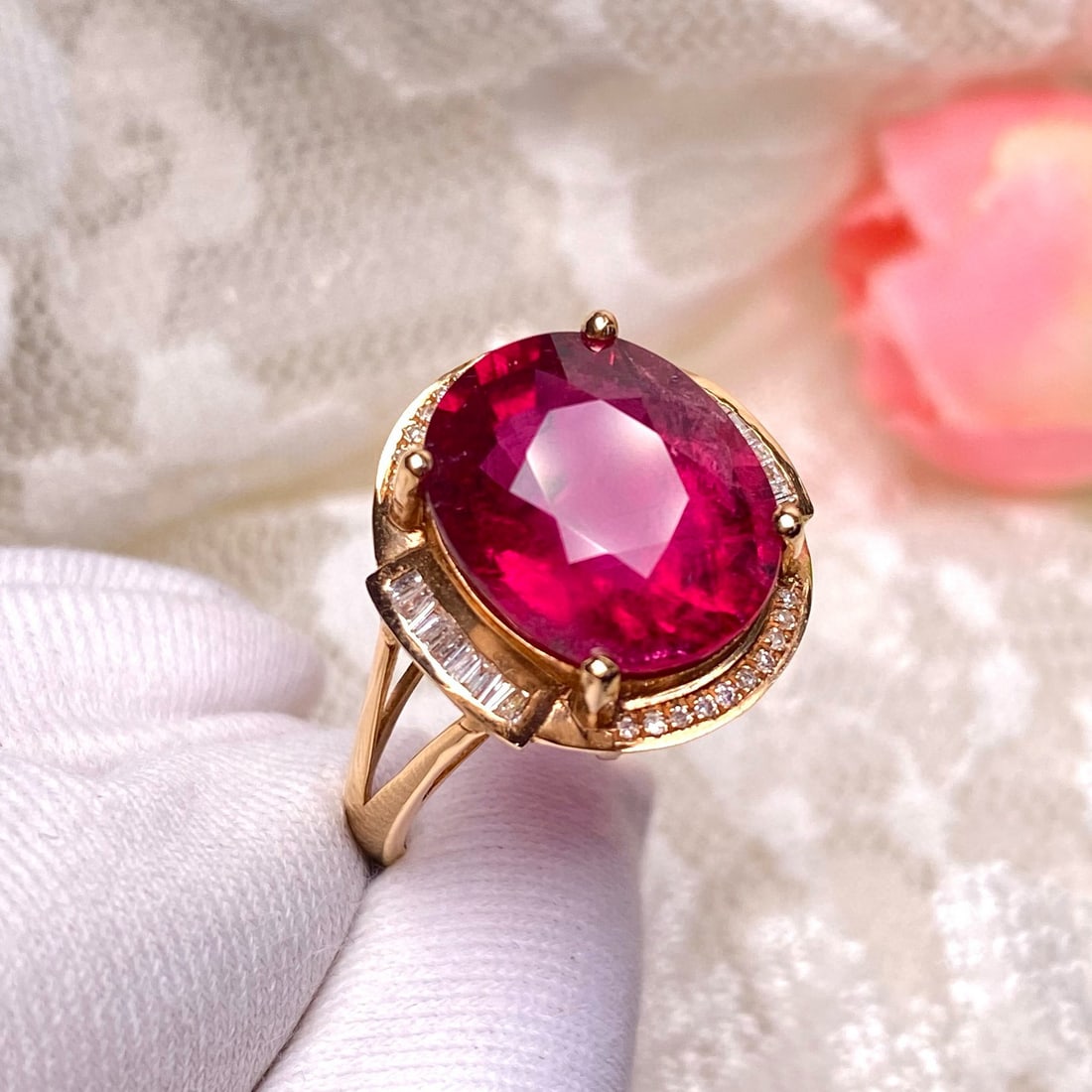 14k Gold 5.25 Ct Natural Tourmaline & Diamond Ring - 5