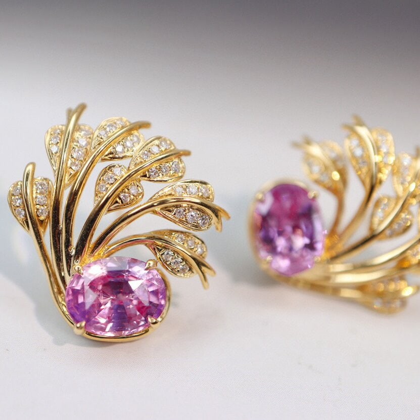 14k Gold 3.59 Ctw Natural Sapphire & Diamond Earrings (1 of 5)