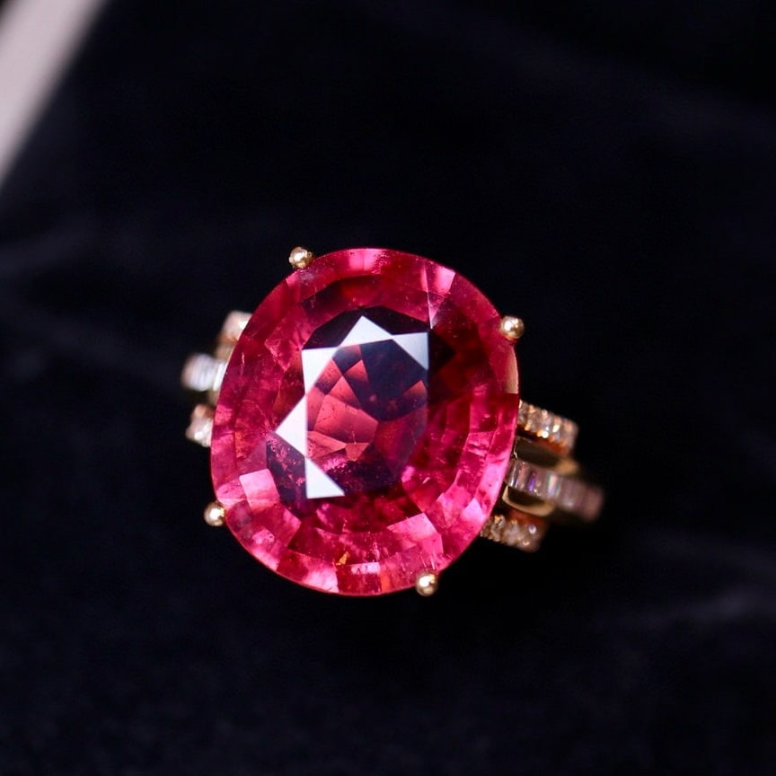 14k Gold 8.48 Ct Natural Tourmaline & Diamond Ring (1 of 6)