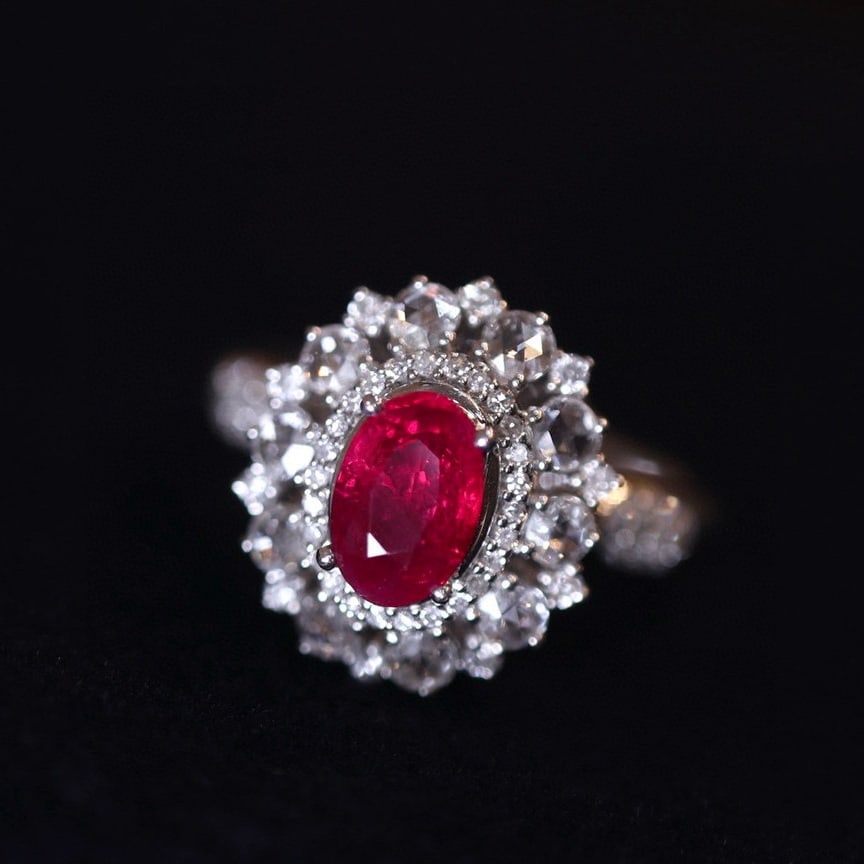 14k Gold 1 Ct Natural Ruby & Diamond Ring (1 of 5)