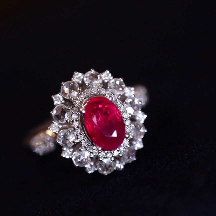 14k Gold 1 Ct Natural Ruby & Diamond Ring - 2