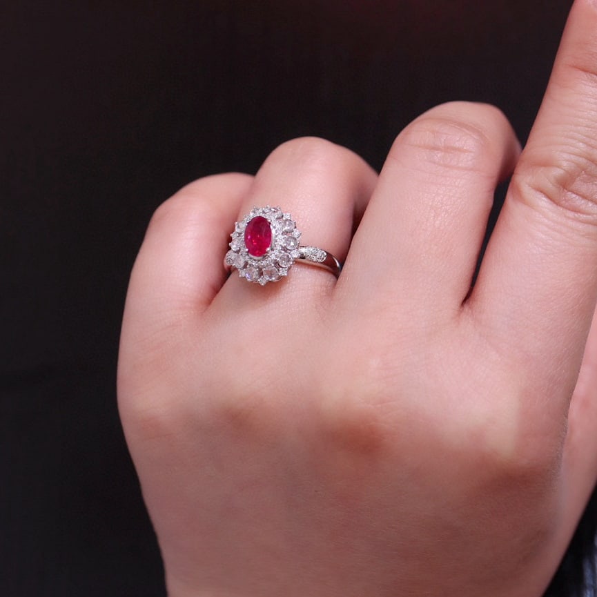 14k Gold 1 Ct Natural Ruby & Diamond Ring - 5