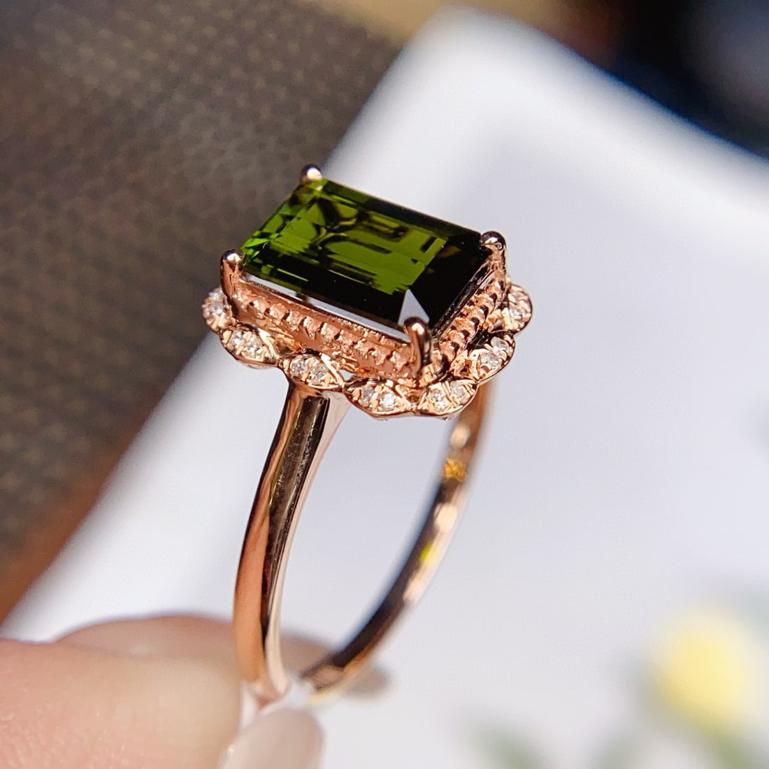 14k Gold 2.2 Ct Natural Tourmaline & Diamond Ring - 2