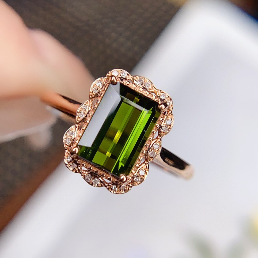 14k Gold 2.2 Ct Natural Tourmaline & Diamond Ring - 3