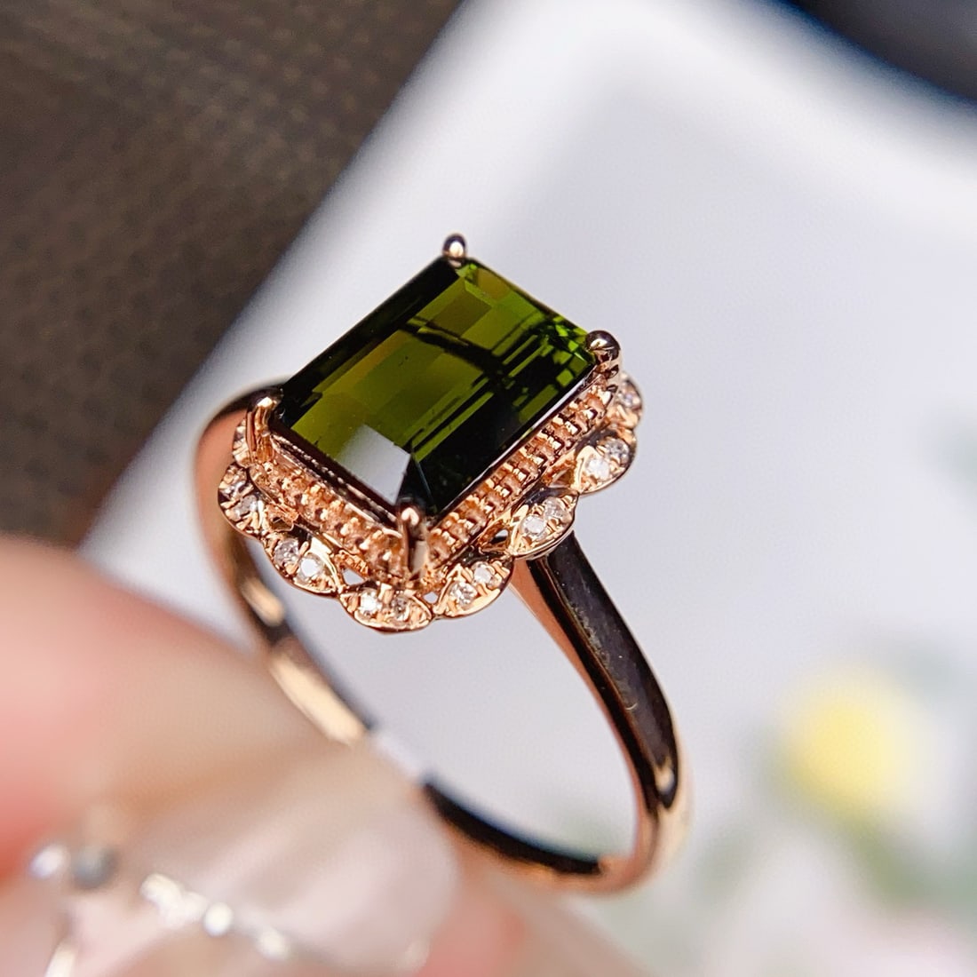 14k Gold 2.2 Ct Natural Tourmaline & Diamond Ring - 4