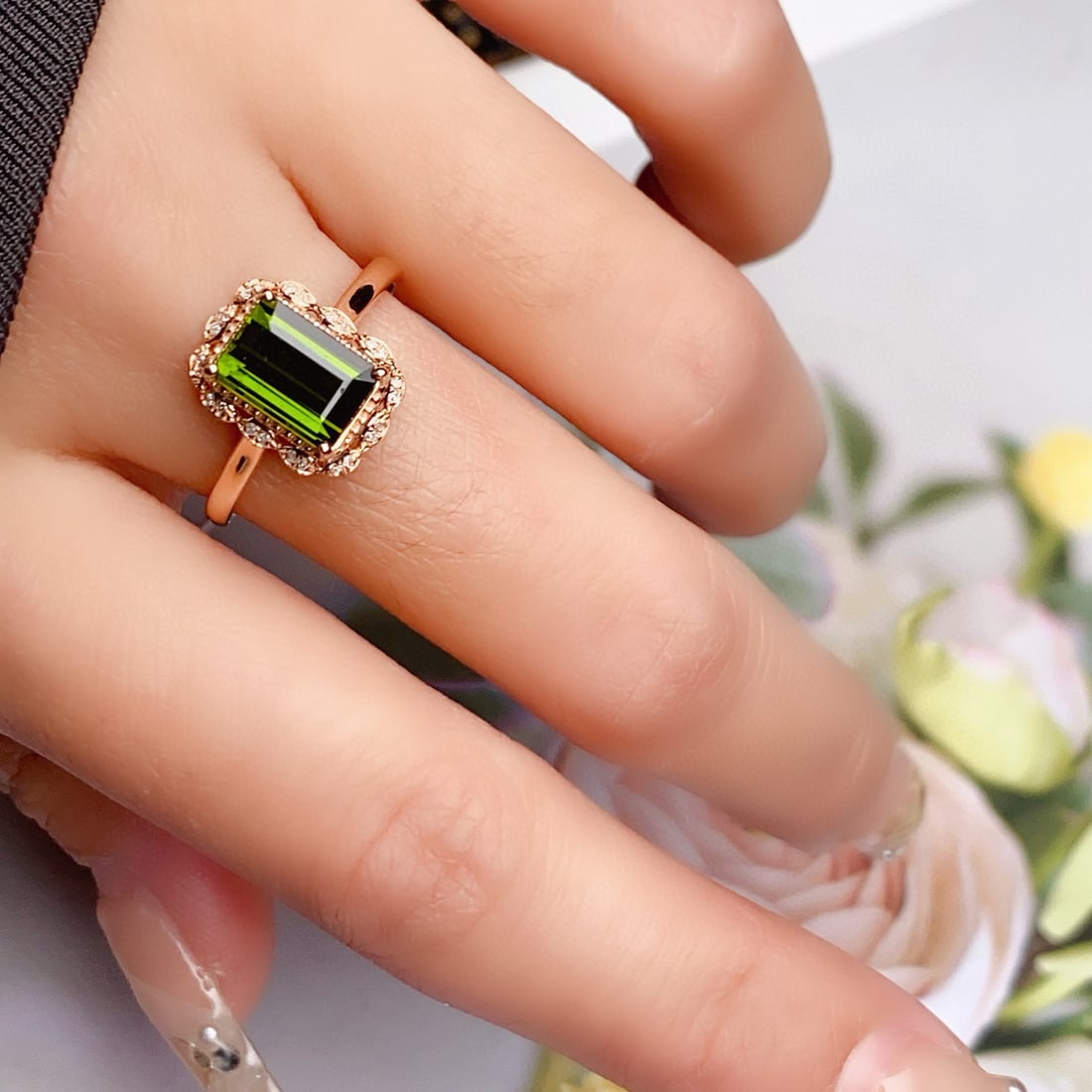 14k Gold 2.2 Ct Natural Tourmaline & Diamond Ring - 5