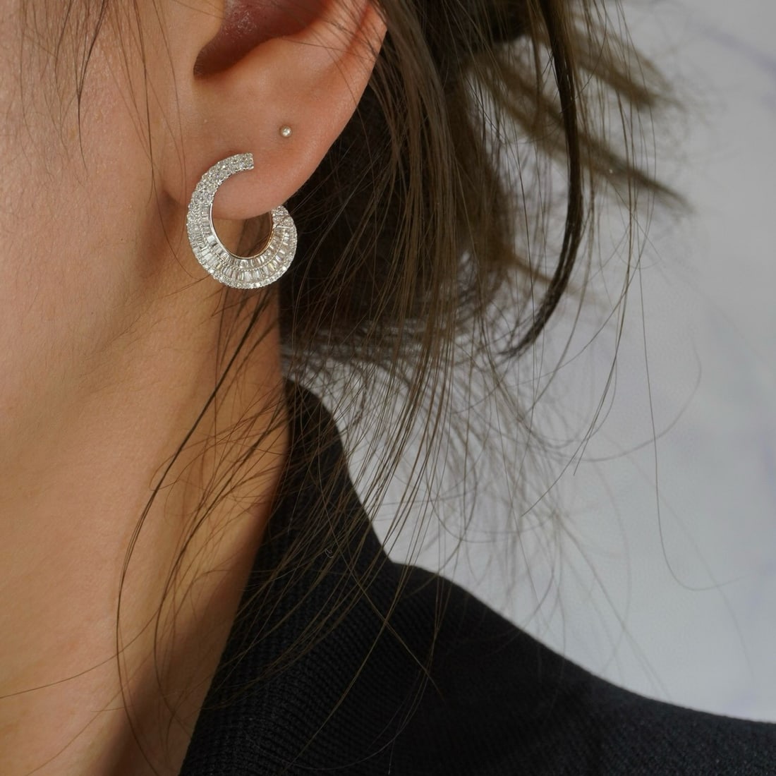 14k Gold 1.02 Ct Natural H Diamond Earrings - 4