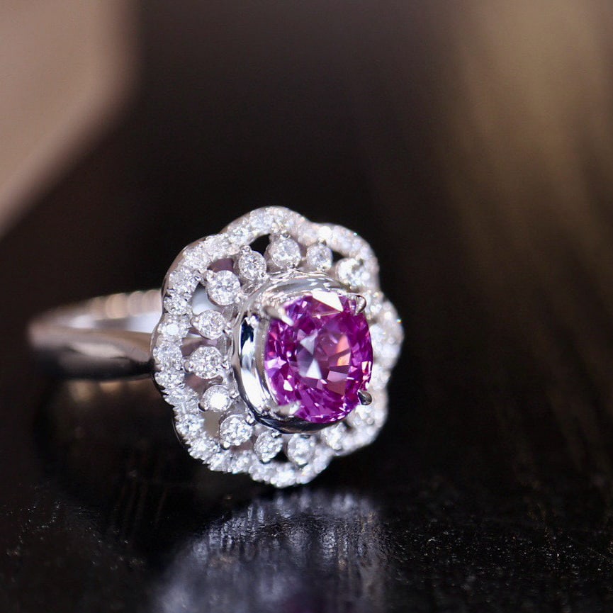 14k Gold 1.28 Ct Natural Sapphire & Diamond Ring - 2