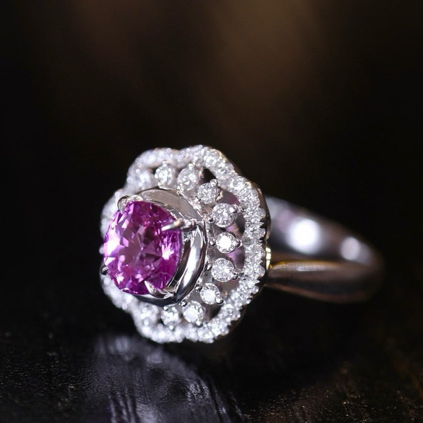 14k Gold 1.28 Ct Natural Sapphire & Diamond Ring - 3