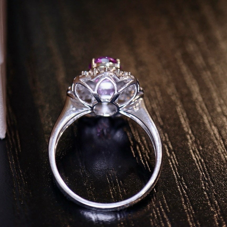 14k Gold 1.28 Ct Natural Sapphire & Diamond Ring - 4