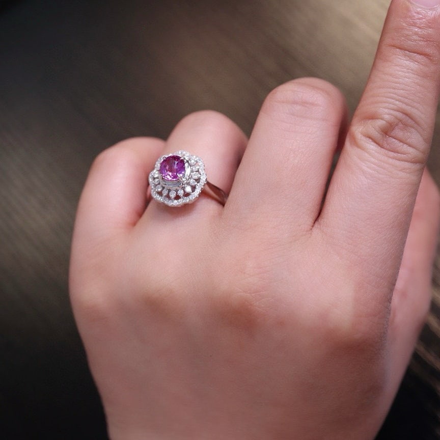 14k Gold 1.28 Ct Natural Sapphire & Diamond Ring - 5