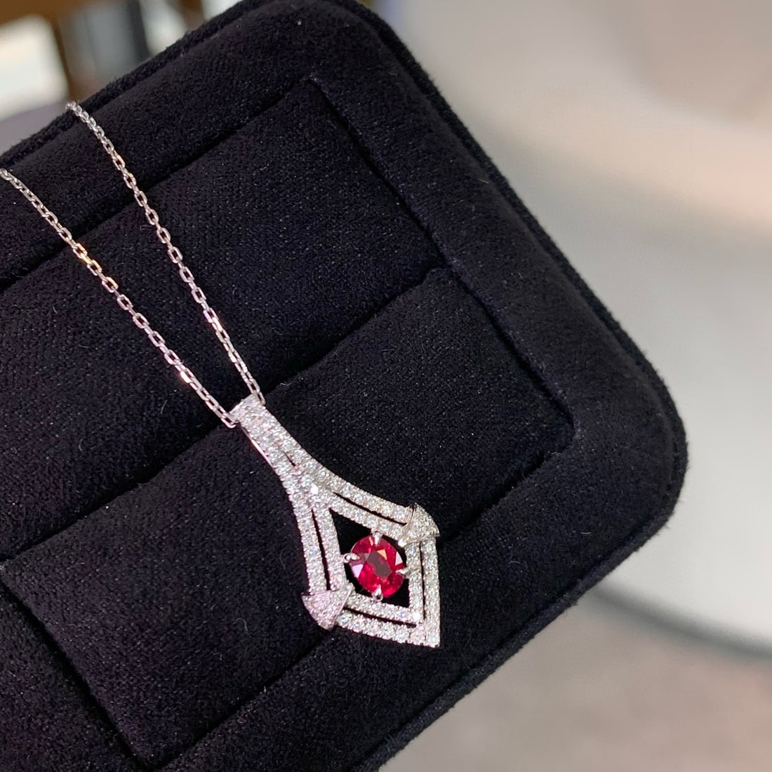 14k Gold 0.67 Ctw Natural Ruby & Diamond Necklace (1 of 6)