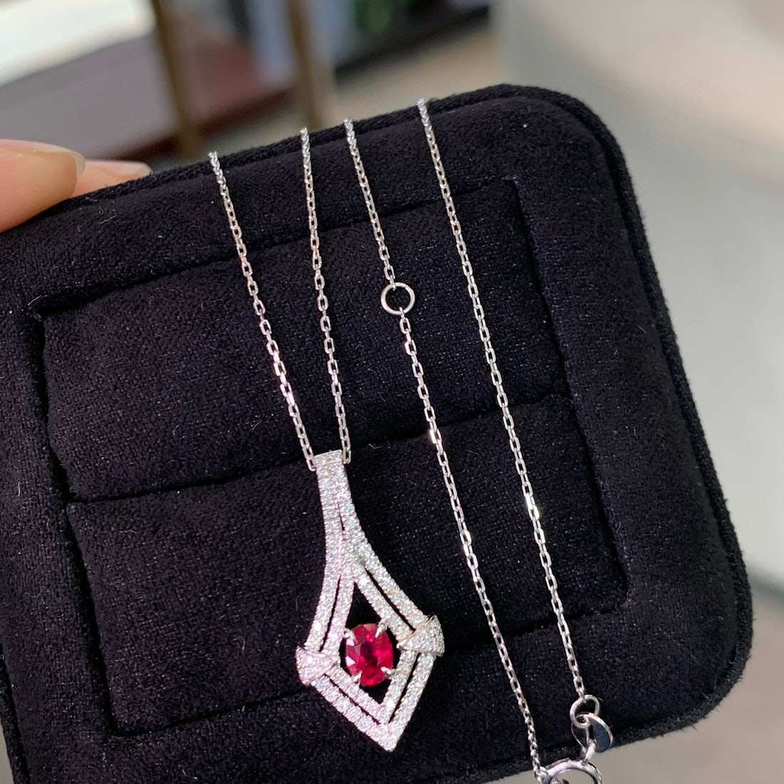 14k Gold 0.67 Ctw Natural Ruby & Diamond Necklace - 3